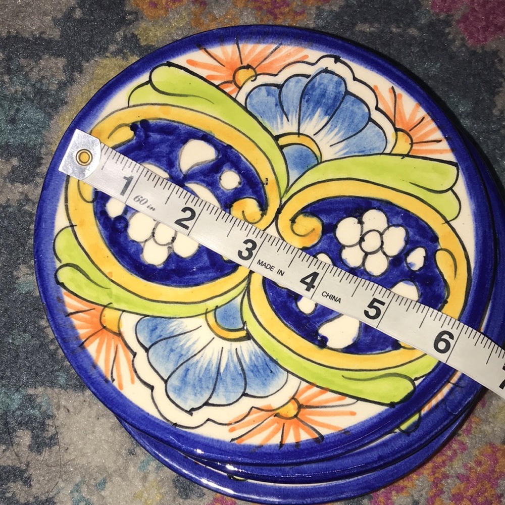 New Talavera Floral Dessert Plates- set of 4 - Picture 9 of 9